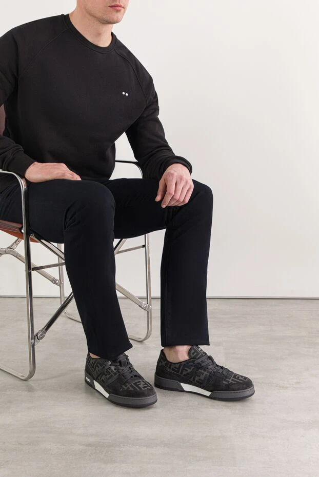 Fendi fendi match қара түсті ff жаккарды төмен үсті кроссовкалары 191589 - фото 2