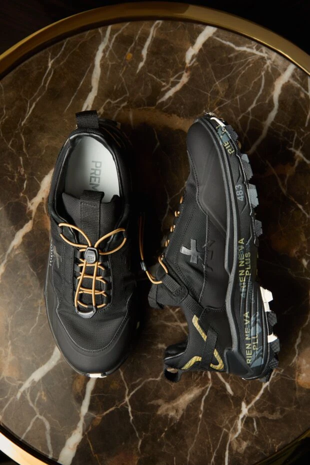 Premiata кроссовки crosso 2 из текстиля и замши черного цвета 191590 - фото 2