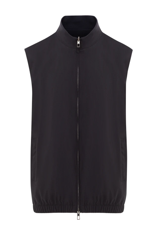 A minimalist black vest with a thick texture and a double zipper - photo 1