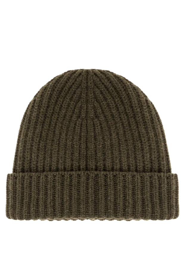 Super soft and warm green ribbed cashmere hat - photo 1