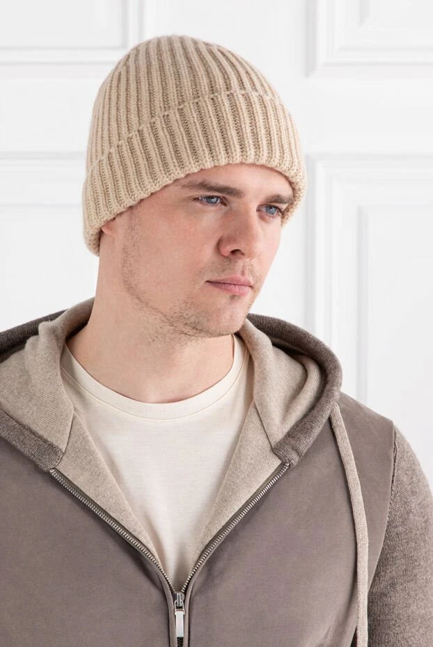 Loro Piana шапка из супермягкого и тёплого кашемира бежевая в рубчик 191595 - фото 2
