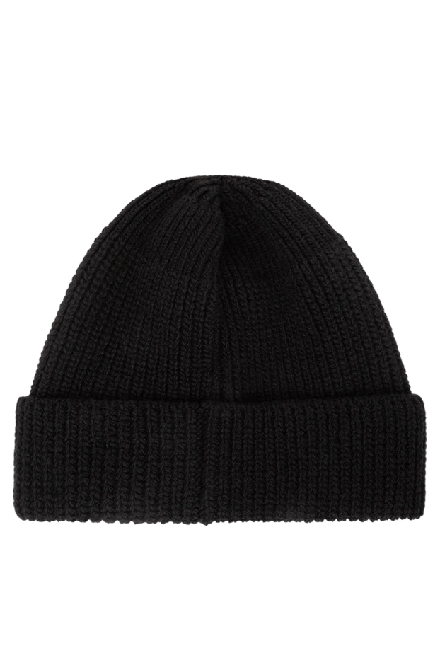 Prada вязаная чёрная шапка бини с фирменной металлической вставкой
 191600 - фото 3