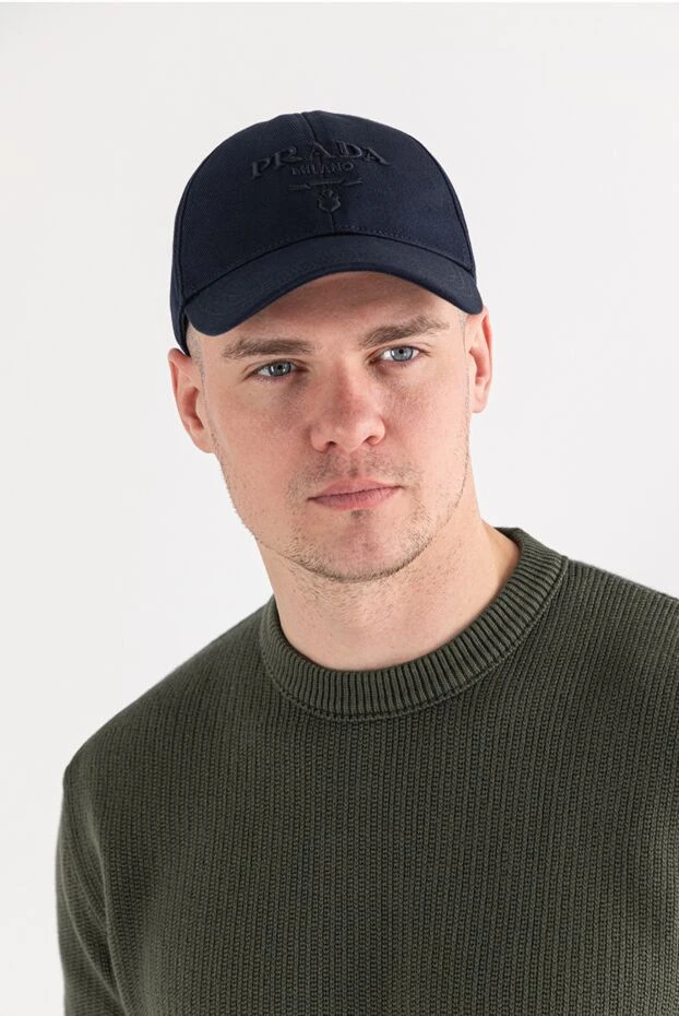 Prada темно синяя кепка с фактурной вышивкой спереди
 191601 - фото 2