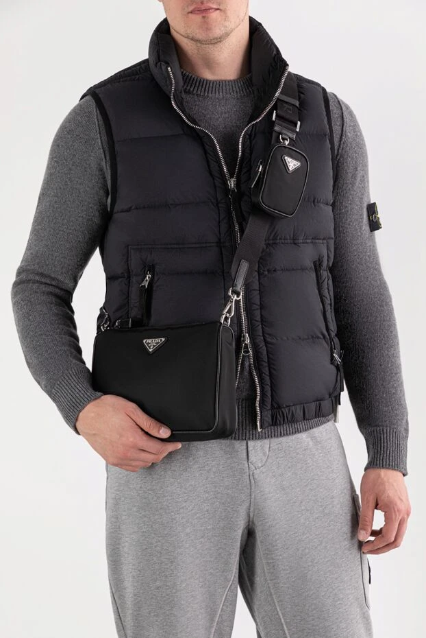 Prada сумка через плечо из нейлона и сафьяновой кожи 191602 - фото 2