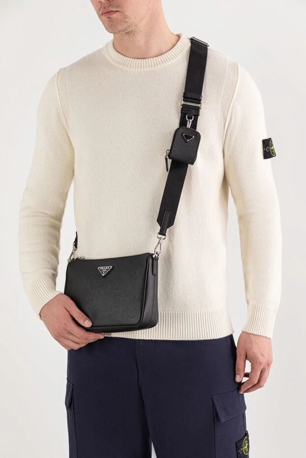 Ерлерге арналған Саффиано былғары иық сөмкесі - фото 1