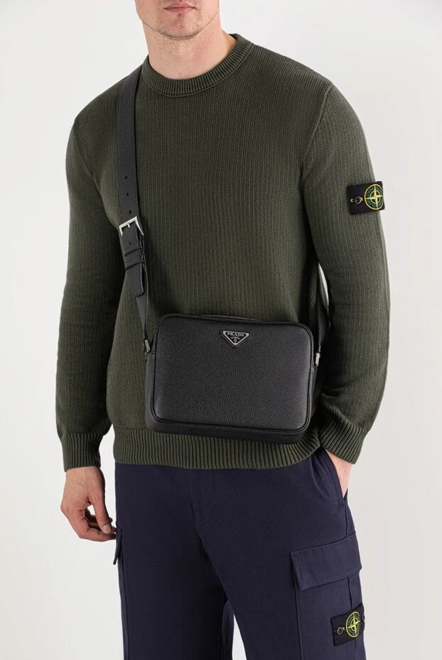 Prada кожаная сумка через плечо черного цвета мужская
 191604 - фото 3