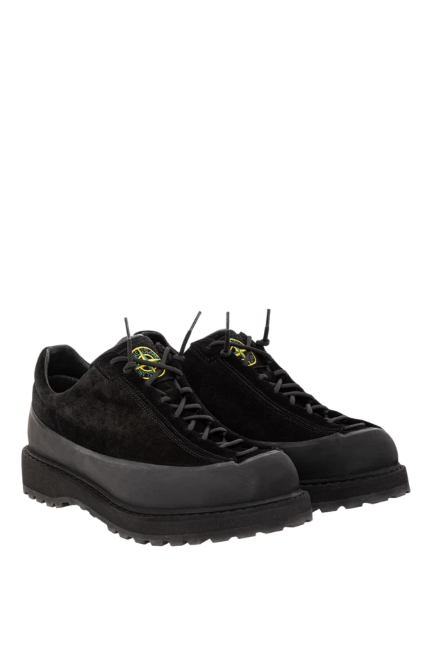 Stone Island кроссовки на шнуровке с резиновым рантом и рифленой подошвой 
черные
 191611 - фото 3