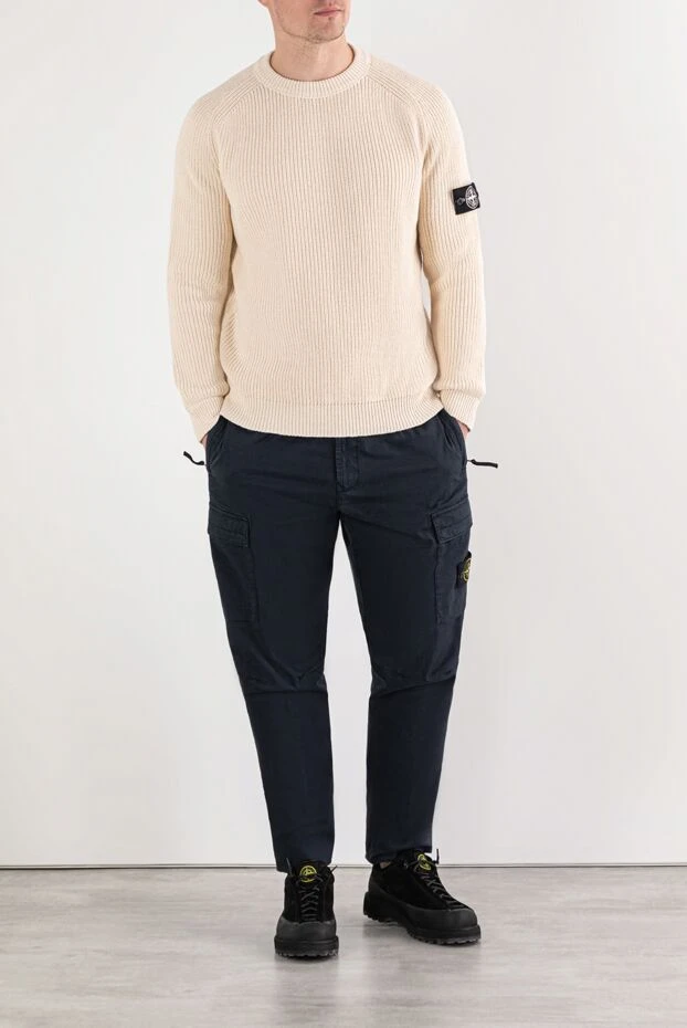 Stone Island мужской джемпер из хлопка с фактурной вязкой
 191613 - фото 2