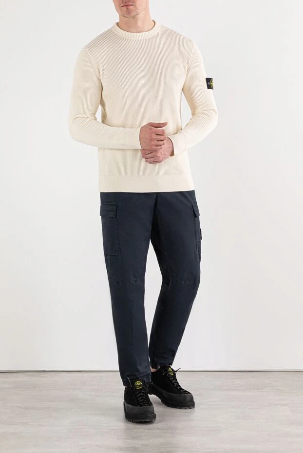 Stone Island мужской джемпер из шерсти в рельефный рубчик 191614 - фото 2