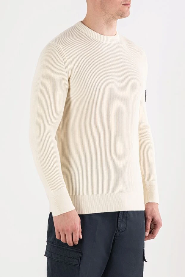 Stone Island мужской джемпер из шерсти в рельефный рубчик 191614 - фото 3