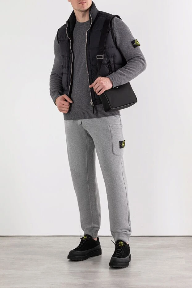 Stone Island вязаный джемпер серый из овечьей шерсти с круглым вырезом 191616 - фото 2