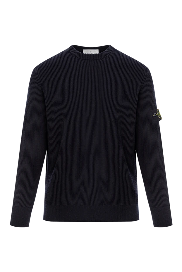 Knitted jumper with a round neck in RWS wool yarn with a ribbed pattern - photo 1