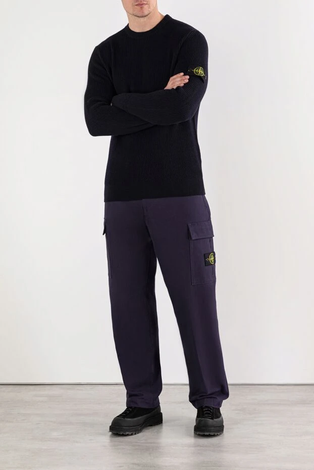 Stone Island вязаный джемпер с круглым вырезом из шерстяной пряжи rws в резинку 191618 - фото 3