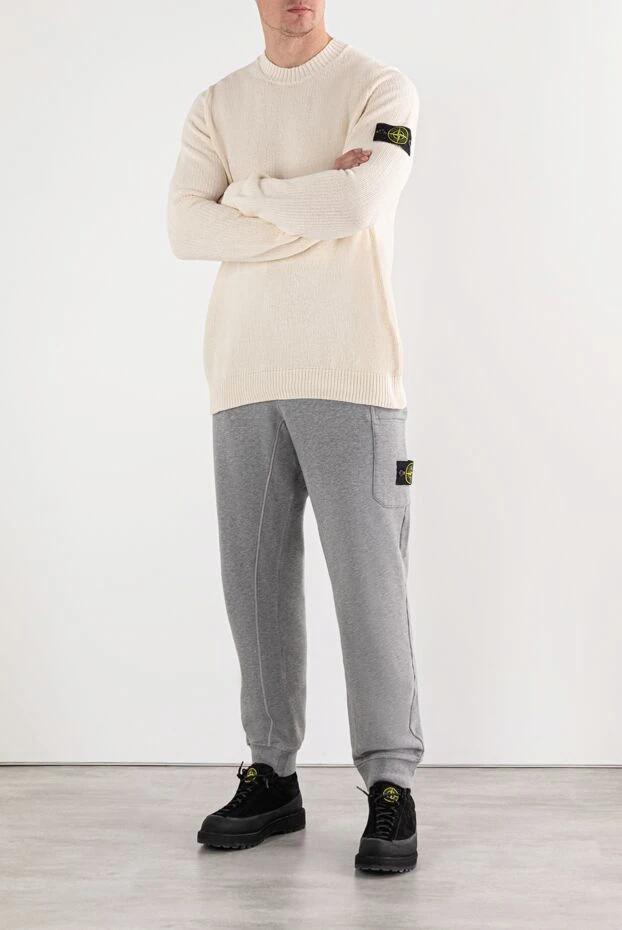 Stone Island вязаный джемпер с круглым вырезом из органического хлопка белый 191625 - фото 3