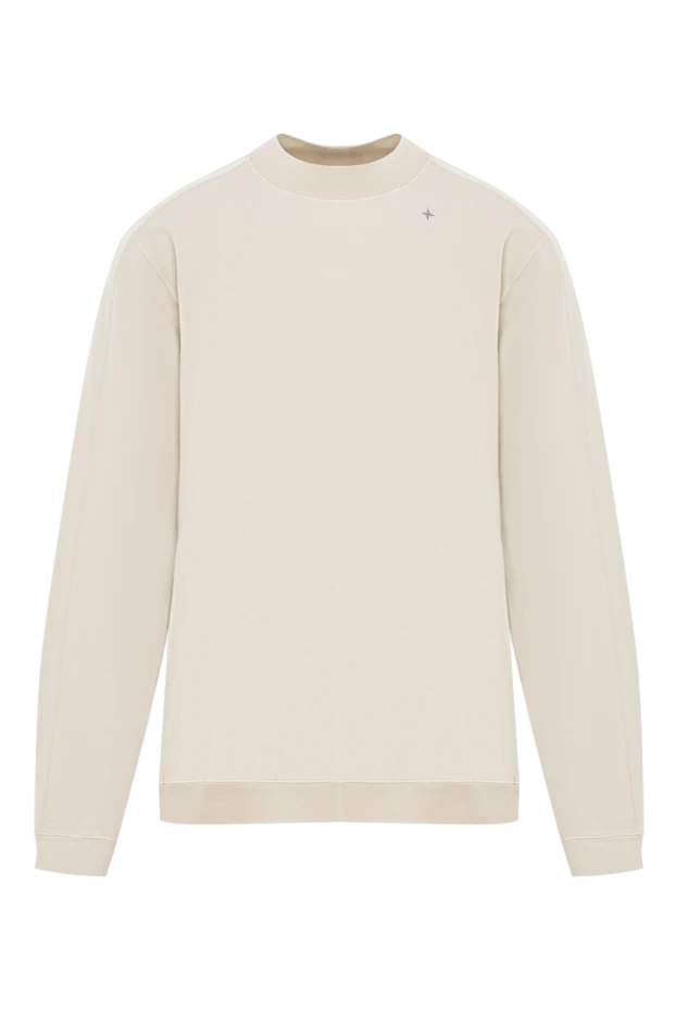 Men's white cotton sweatshirt with a logo on the sleeve - photo 1
