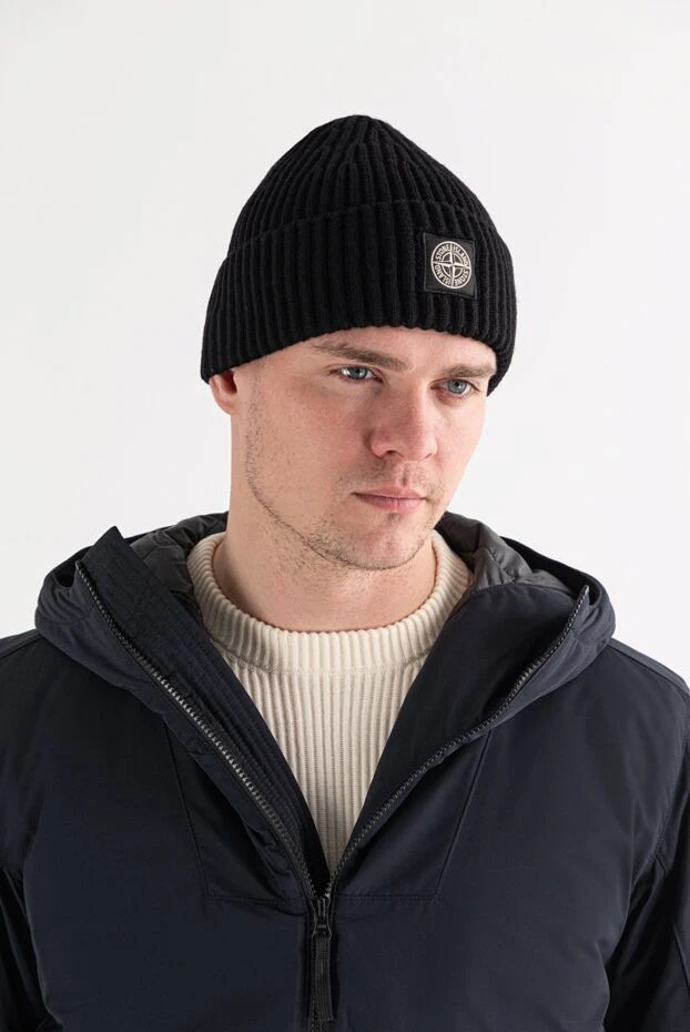 Knitted black RWS wool hat with full-length ribbed trim - photo 2
