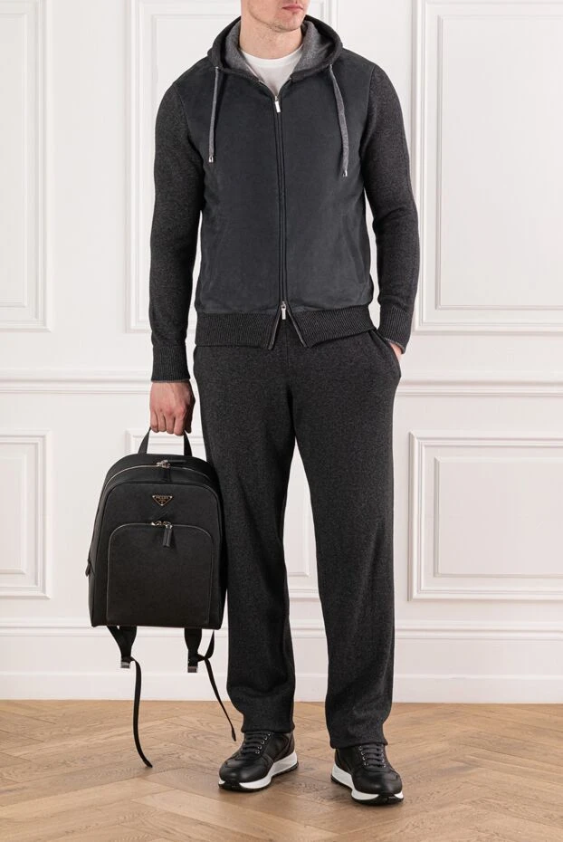 Cesare di Napoli трикотажный серый костюм из шерсти вискозы и кашемира с капюшоном
191638 - фото 2