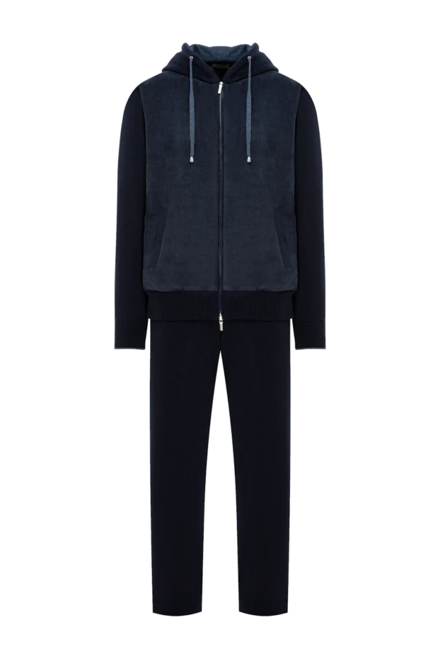 Dark blue knitted suit with a velvet front panel - photo 1