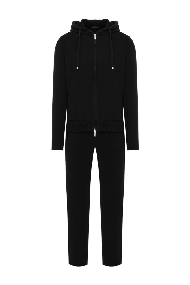 A black casual suit with a muted texture and a straight silhouette - photo 1