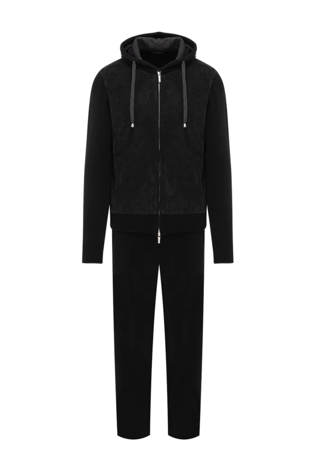 Black tracksuit with soft velvet panel - photo 1