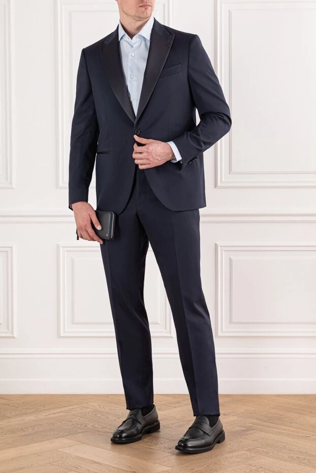 Sartoria Latorre қою көк жүннен жасалған смокинг, атласты лапельдері 191644 - фото 2