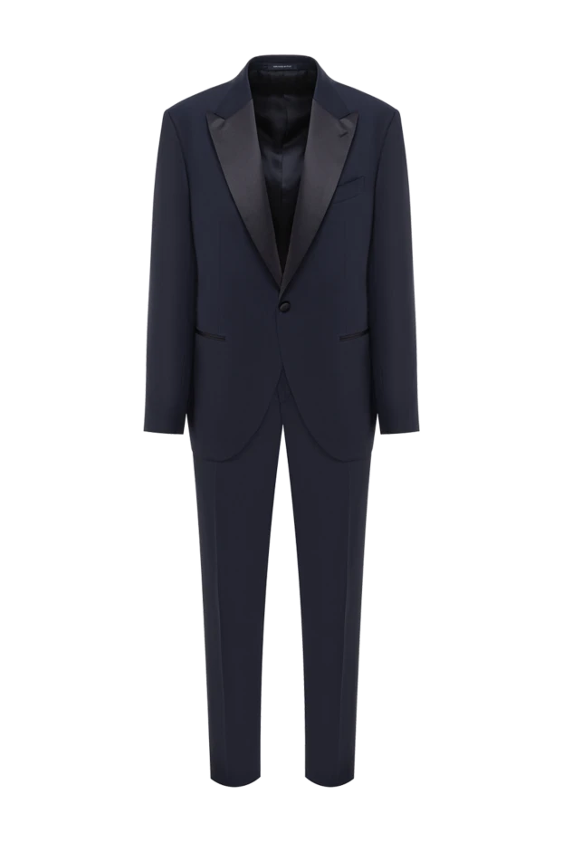 Қарама-қарсы атласты әрлеуі бар классикалық жүн смокингі - фото 1