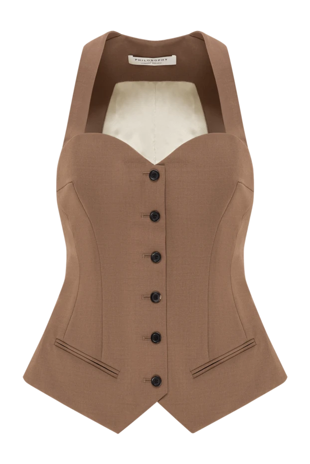 Brown vest with a shaped bodice and contrasting buttons
- photo 1
