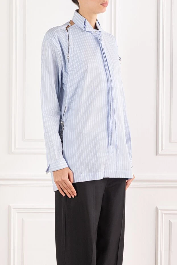 Ermanno Scervino a cotton shirt with delicate blue stripes and elegant side slits 191649 - photo 3