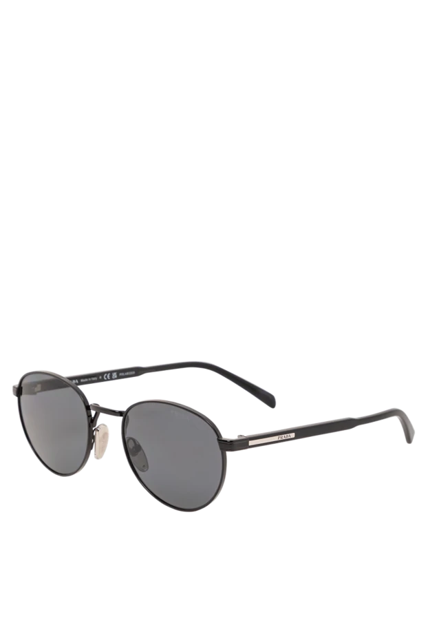 Prada cолнцезащитные очки округлой формы в черном цвете с серыми поляризованными линзами 191651 - фото 3