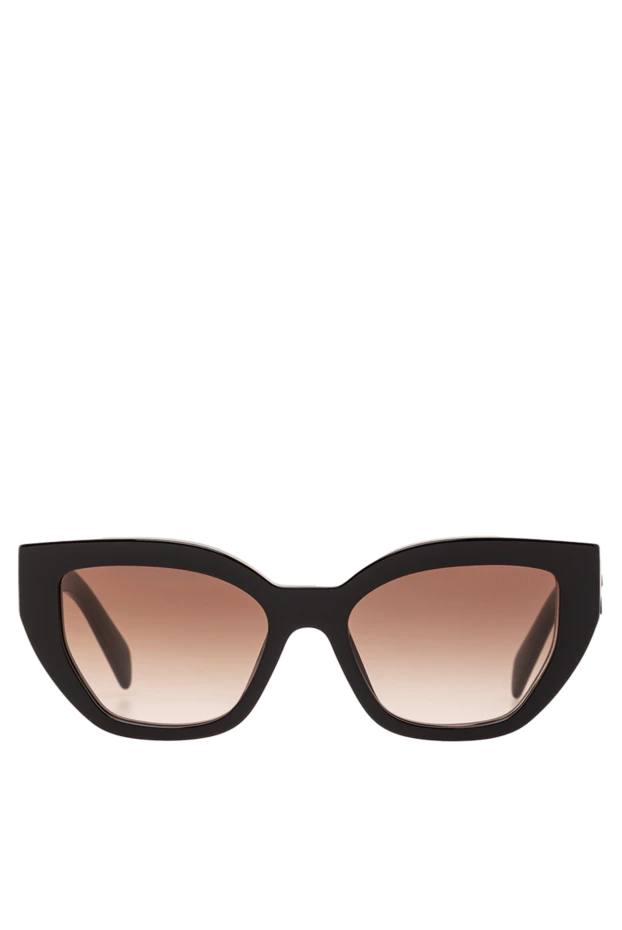 Солнцезащитные очки кошачий глаз черные с коричневыми градиентными линзами - фото 1