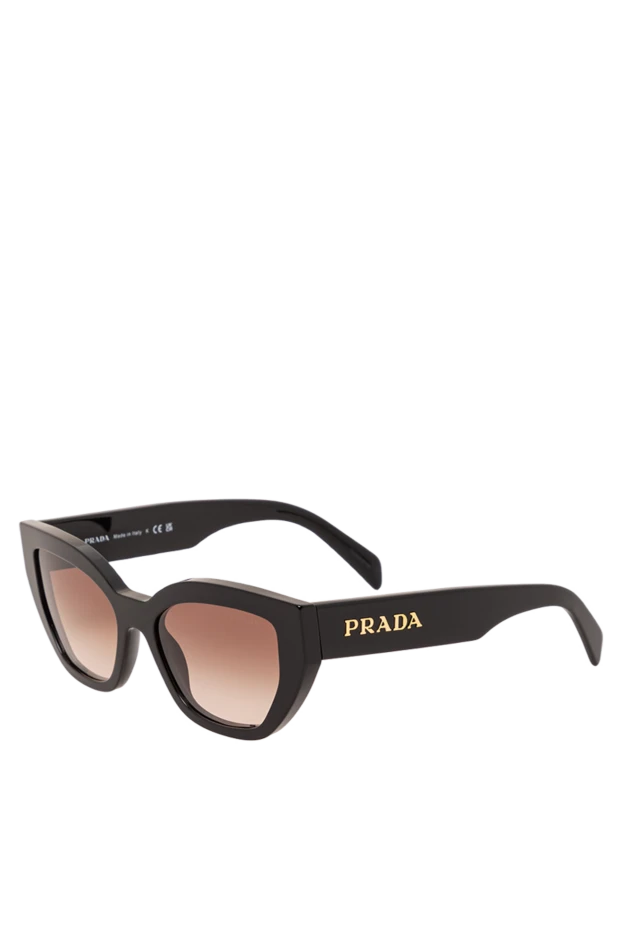 Prada солнцезащитные очки кошачий глаз черные с коричневыми градиентными линзами 191652 - фото 3
