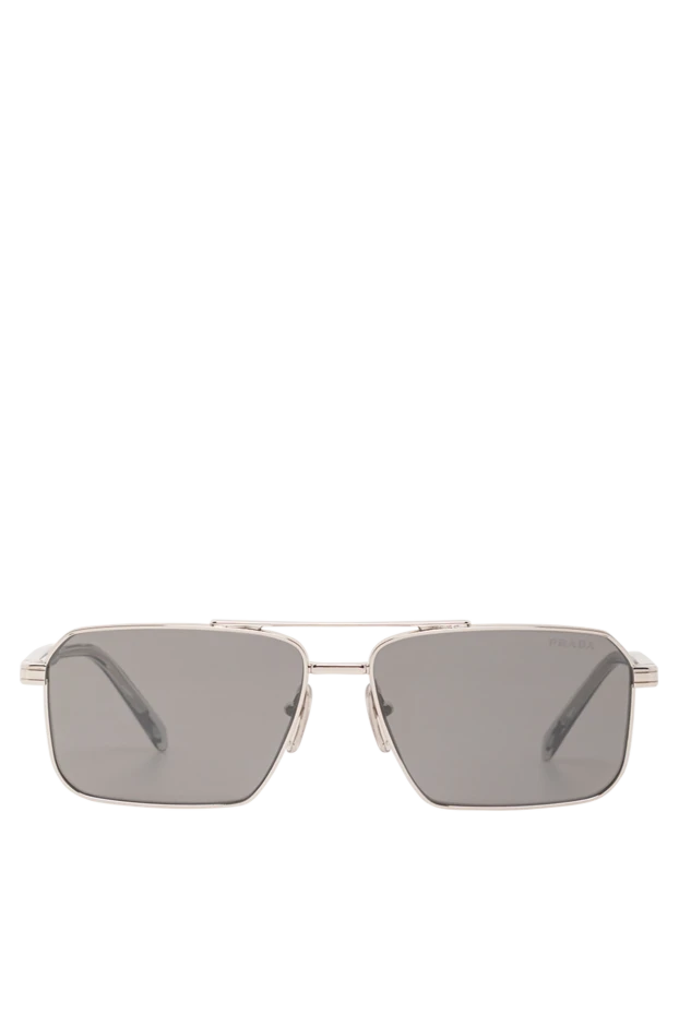 Rectangular sunglasses with silver frames and grey lenses. - photo 1