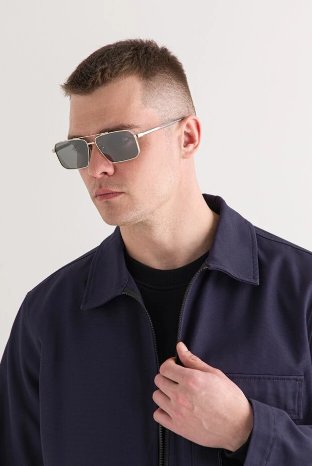 Prada солнцезащитные очки с прямоугольной серебристой оправой и серыми линзами. 191654 - фото 2