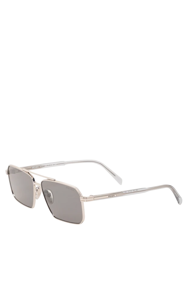 Prada солнцезащитные очки с прямоугольной серебристой оправой и серыми линзами. 191654 - фото 3