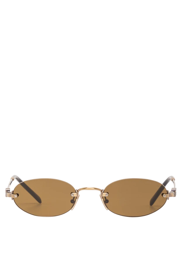 Women's oval-shaped sunglasses made of gold metal with brown lenses - photo 1