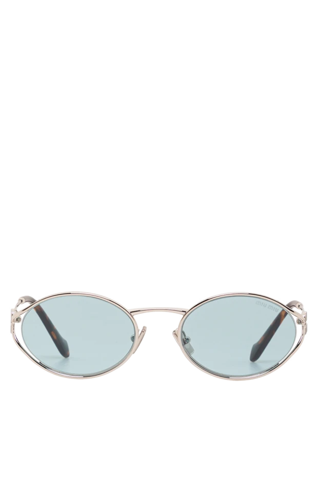 Солнцезащитные очки с овальной оправой из металла с черепаховыми дужками - фото 1