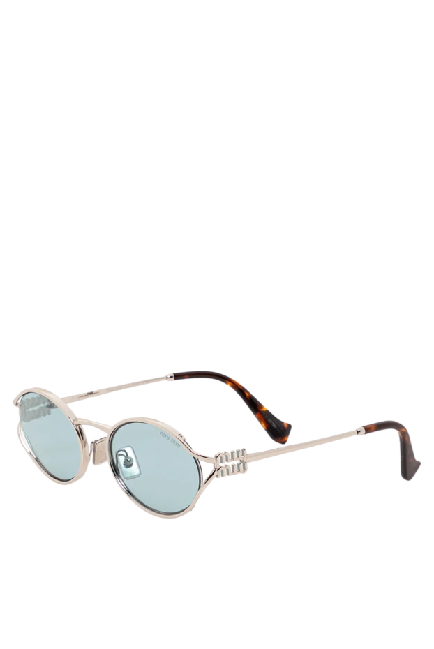 Miu Miu солнцезащитные очки с овальной оправой из металла с черепаховыми дужками 191668 - фото 3