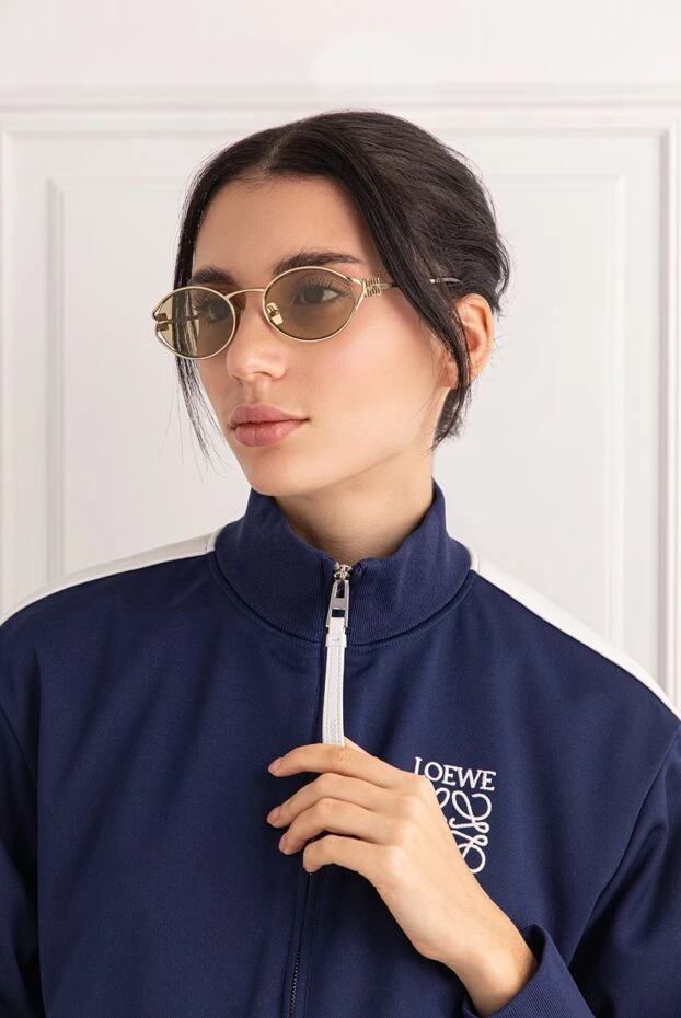 Miu Miu солнцезащитные очки с золотой оправой и светло-коричневыми линзами 191671 - фото 2