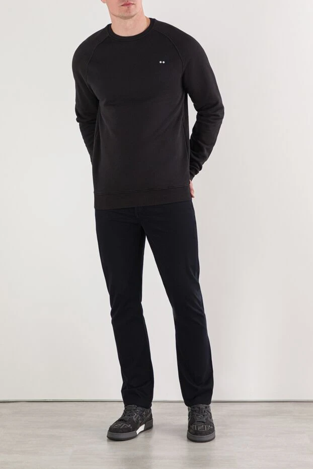 Свитшот из черного хлопка с мягкой плотной фактурой - фото 2