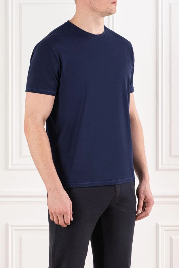 Cesare di Napoli қою көк премиум мақта матадан жасалған футболка 191689 - фото 3