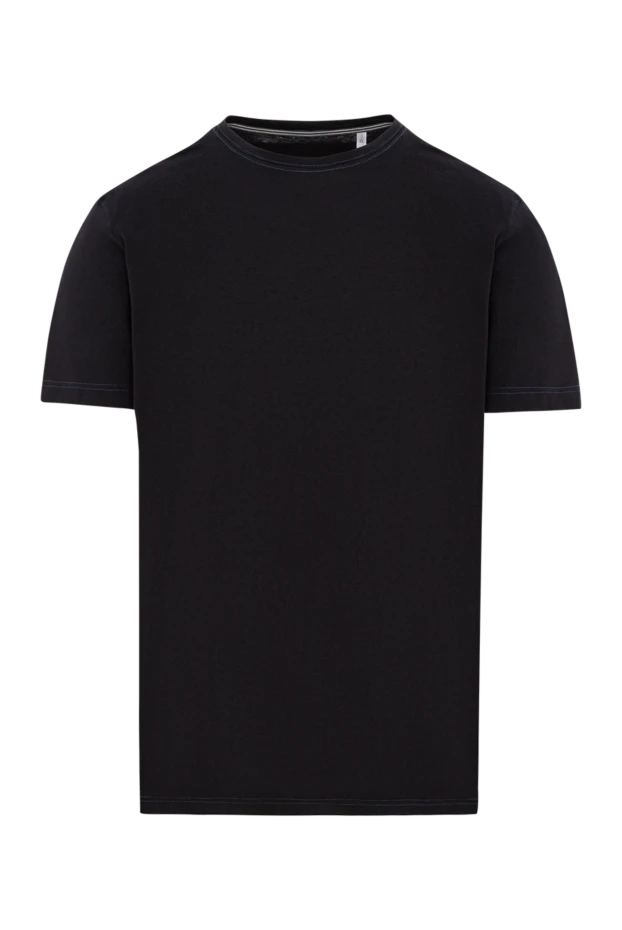 Футболка из черного хлопка с контрастной прострочкой - фото 1
