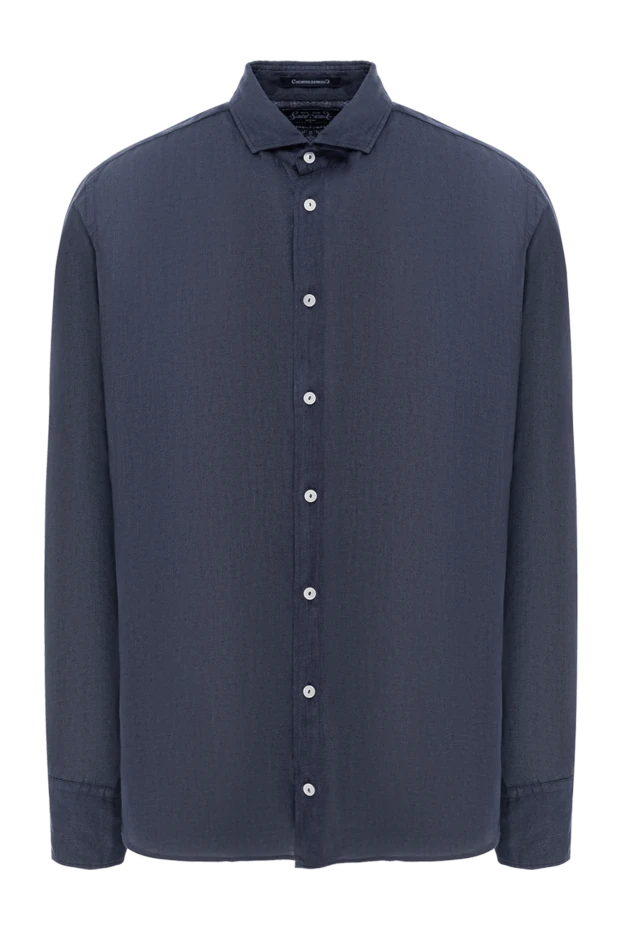 Табиғи текстурасы бар қою көк зығыр көйлек - фото 1