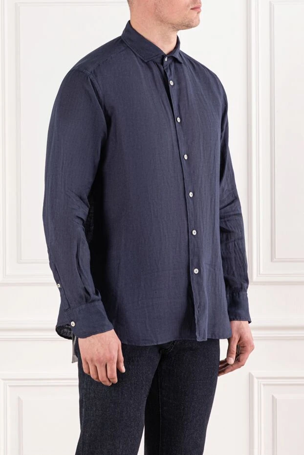 MC2 Saint Barth dark blue linen shirt with a natural texture 191692 - photo 3