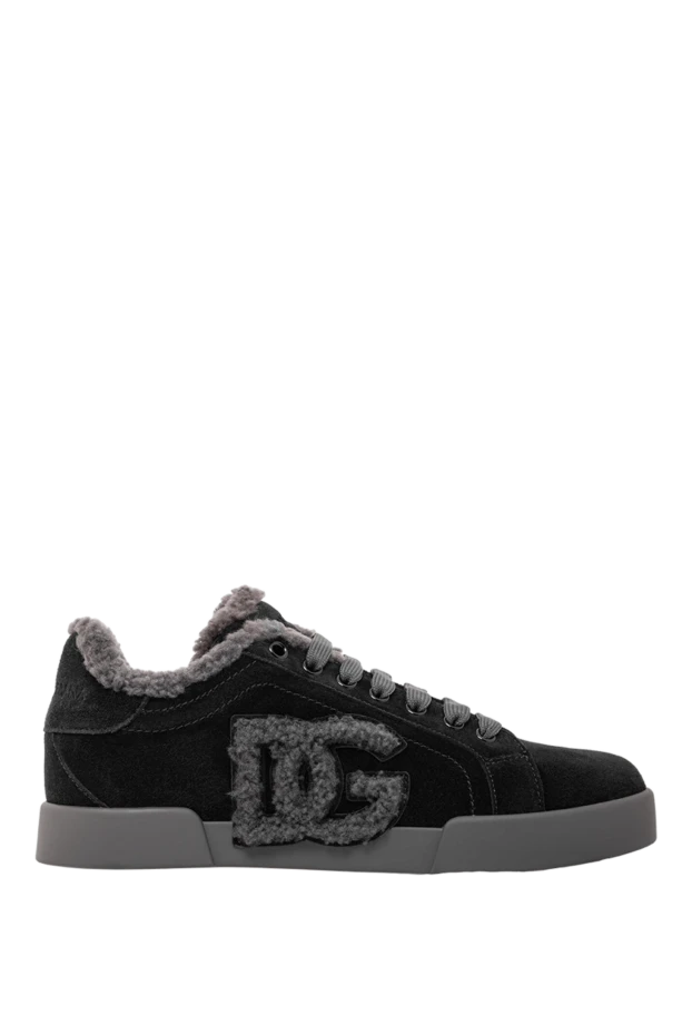 Сникеры Portofino Light из телячьей кожи и овчины черные - фото 1