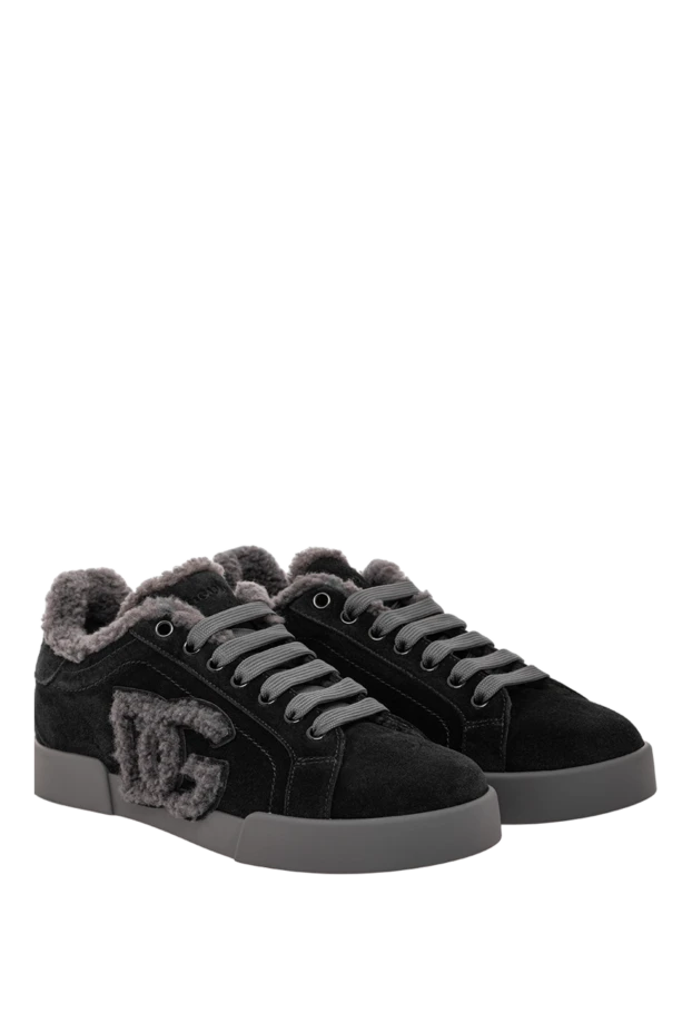 Dolce & Gabbana сникеры portofino light из телячьей кожи и овчины черные 191698 - фото 3