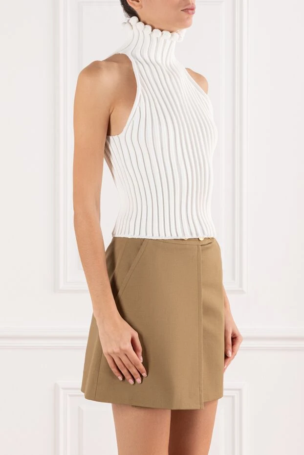 Alaia white ribbed knit top with an accent pattern at the collar
 191703 - photo 3