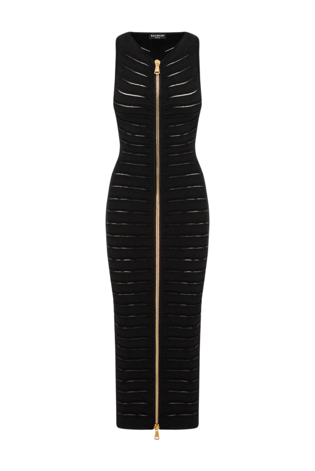 Black dress with openwork slits and a gold zipper - photo 1