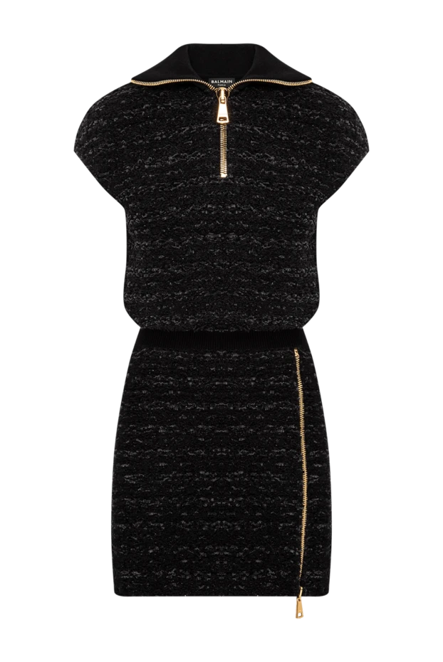 Black tweed suit with a zip-up top and skirt - photo 1