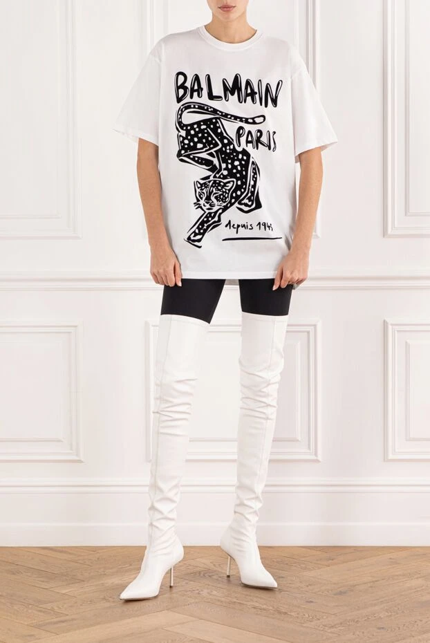 Balmain white leopard print short-sleeve t-shirt
 191719 - photo 2