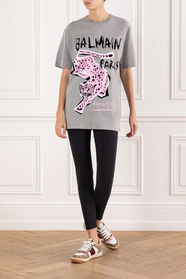 Balmain gray leopard print short-sleeve t-shirt
 191720 - photo 2